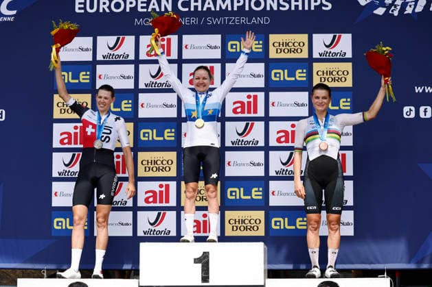 02.08.2026, Monteceneri, Monte Ceneri, 2026 UEC MTB European Championship, EM, Europameisterschaft XCO Women Elite s Final (cross country olympic) Alessandra Keller 2 (SUI) 2nd place and silver medal, Sina Frei 4 (SUI) 1st place, European Champion and gold medal and Jenny Rissveds 1 (SWE) 3rd place and bronze medal Monteceneri Monte Ceneri Ticino Switzerland *** August 2, 2026, Monteceneri, Monte Ceneri, 2026 UEC MTB European Championship XCO Women s Elite Final, Cross-Country Olympic: Alessandra Keller (2 SUI) took 2nd place and the silver medal, Sina Frei 4 SUI 1st place, European Champion, and gold medal; and Jenny Rissveds 1 SWE 3rd place and bronze medal; Monteceneri, Monte Ceneri, Ticino, Switzerland Copyright: xJustPictures.ch FrancescoxMinghettix jp-en-FrMi-_NG_2157