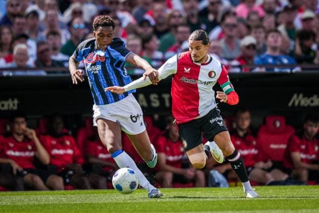 ROTTERDAM , 02-08-2026 , Stadium Feijenoord de Kuip , season 2026 2027 , Dutch preseason football , Friendly match between Feyenoord and Atalanta Bergamo (Kuip Cup) , picture shows Feyenoord player Anis Hadj Moussa Feyenoord - Atalanta (friendly)  x205404373x Copyright: