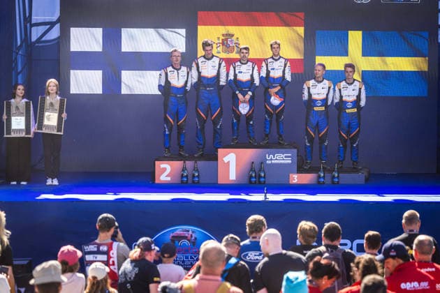 AUTO - WRC, Motorsport Rallye, WM - RALLY FINLAND 2026 MEMBRADO Gil, PEREZ Adrian, Ford Fiesta Rally3, portrait, podium, portrait during the 2026 Rally Finland, 10th round of the 2026 WRC World Rally Car Championship, from July 30 to August 2, 2026 at Jyvaskyla, Finland - JyvaskylaFinland  Copyright: xNikosxKatikisx