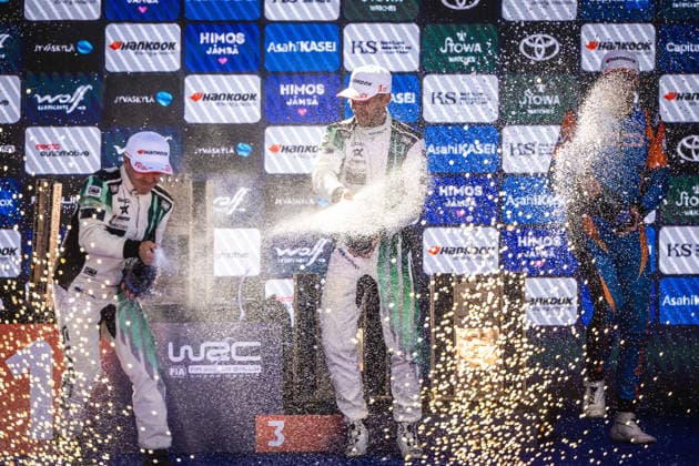 AUTO - WRC, Motorsport Rallye, WM - RALLY FINLAND 2026 VIRVES Robert, VIILO Jakko, Skoda Fabia RS, portrait, podium, portrait during the 2026 Rally Finland, 10th round of the 2026 WRC World Rally Car Championship, from July 30 to August 2, 2026 at Jyvaskyla, Finland - JyvaskylaFinland  Copyright: xNikosxKatikisx