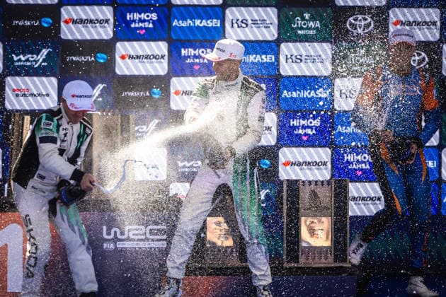 AUTO - WRC, Motorsport Rallye, WM - RALLY FINLAND 2026 VIRVES Robert, VIILO Jakko, Skoda Fabia RS, portrait, podium, portrait during the 2026 Rally Finland, 10th round of the 2026 WRC World Rally Car Championship, from July 30 to August 2, 2026 at Jyvaskyla, Finland - JyvaskylaFinland  Copyright: xNikosxKatikisx