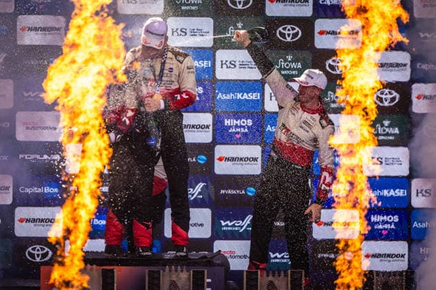 AUTO - WRC, Motorsport Rallye, WM - RALLY FINLAND 2026 PAJARI Sami, SALMINEN Marko, Toyota GR Yaris Rally1, portrait, podium, portrait during the 2026 Rally Finland, 10th round of the 2026 WRC World Rally Car Championship, from July 30 to August 2, 2026 at Jyvaskyla, Finland - JyvaskylaFinland  Copyright: xNikosxKatikisx