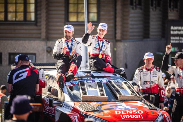 AUTO - WRC, Motorsport Rallye, WM - RALLY FINLAND 2026 PAJARI Sami, SALMINEN Marko, Toyota GR Yaris Rally1, portrait, podium, portrait during the 2026 Rally Finland, 10th round of the 2026 WRC World Rally Car Championship, from July 30 to August 2, 2026 at Jyvaskyla, Finland - JyvaskylaFinland  Copyright: xNikosxKatikisx
