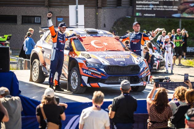 AUTO - WRC, Motorsport Rallye, WM - RALLY FINLAND 2026 SOYLU UÄüur, YALÃ‡IN Mehmet, Skoda Fabia RS, portrait, podium, portrait during the 2026 Rally Finland, 10th round of the 2026 WRC World Rally Car Championship, from July 30 to August 2, 2026 at Jyvaskyla, Finland - JyvaskylaFinland  Copyright: xNikosxKatikisx
