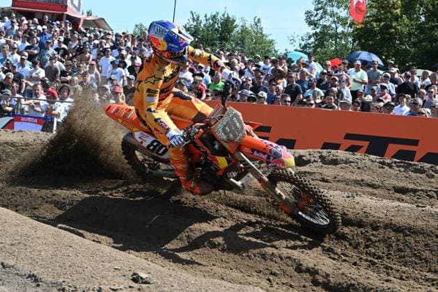 Italian Andrea Adamo pictured in action during the motocross MXGP Grand Prix Flanders, race 14 20 of the FIM Motocross World Championship, WM, Weltmeisterschaft Sunday, August 2, 2026, in Lommel. JILLxDELSAUX  x182612135x