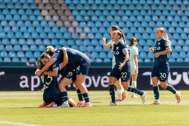 02.08.26, Women, Football, 2.Bundesliga, Season 2026 2027, VFL Bochum 1848 - Hertha BSC, Matchday 1 Goal Celebration of Nina Lange (23), VfL Bochum after her goal for the 1:0 with the team BOCHUM Vonovia Ruhrstadion NRW Deutschland