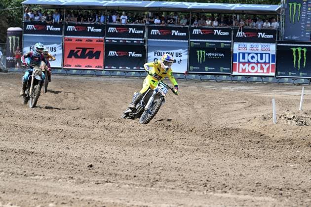 Belgian Liam Everts pictured in action during the motocross MX2 Grand Prix Flanders, race 14 20 of the FIM Motocross World Championship, WM, Weltmeisterschaft Sunday, August 2, 2026, in Lommel. JILLxDELSAUX  x182612534x