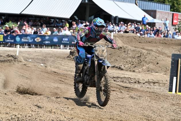 Latvian Karlis Alberts Reisulis pictured in action during the motocross MX2 Grand Prix Flanders, race 14 20 of the FIM Motocross World Championship, WM, Weltmeisterschaft Sunday, August 2, 2026, in Lommel. JILLxDELSAUX  x182612533x