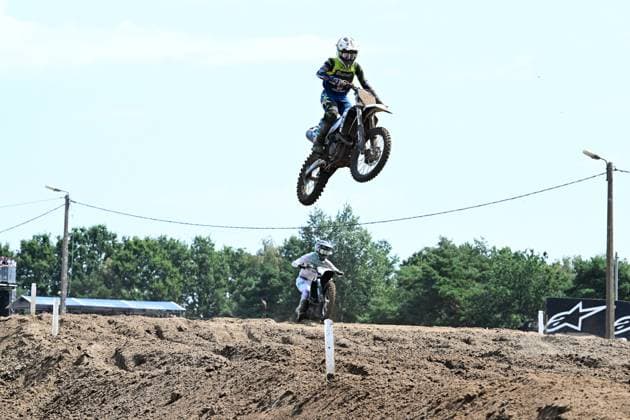A rider pictured in action during the motocross MX2 Grand Prix Flanders, race 14 20 of the FIM Motocross World Championship, WM, Weltmeisterschaft Sunday, August 2, 2026, in Lommel. JILLxDELSAUX  x182612529x