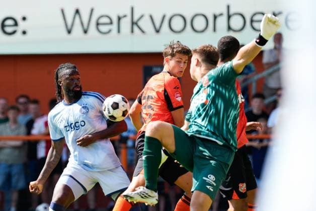 VOLENDAM , 13-02-2026 , Kras Stadium, season 2026 2027 , Pre season footbal . Match between FC Volendam and Ajax . Picture shows Ajax player Tolu Arokadare scores the 3-1 Volendam - Ajax (friendly  x205405263x Copyright:
