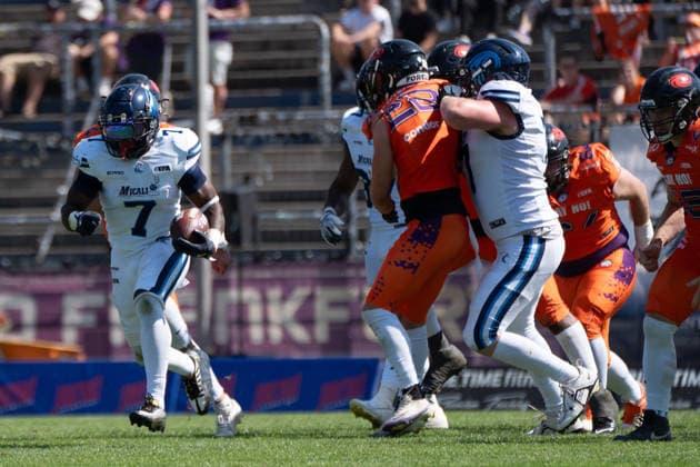 02.08.2026, xhfmx, American Football EFA European Football Alliance, Frankfurt Galaxy - Nordic Storm v.l. Glen Toonga (Nordic Storm, 7), Antony Marvyn Bouembe (Galaxy Frankfurt, 26) (DFL DFB REGULATIONS PROHIBIT ANY USE OF PHOTOGRAPHS as IMAGE SEQUENCES and or QUASI-VIDEO) Frankfurt am Main *** August 2, 2026, xhfmx, American Football EFA European Football Alliance, Frankfurt Galaxy vs. Nordic Storm, Glen Toonga (Nordic Storm), 7, Antony Marvyn Bouembe, Frankfurt Galaxy, 26. DFL and DFB regulations prohibit any use of photographs as image sequences and or quasi-video. Frankfurt am Main