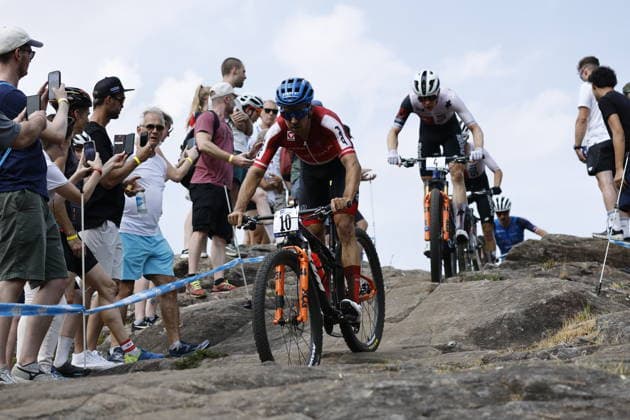 02.08.2026, Monteceneri, Monte Ceneri, 2026 UEC MTB European Championship, EM, Europameisterschaft XCO Men Elite s Final (cross country olympic) Maximilian Foidl 10 (AUT) and Dario Lillo 4 (SUI) Monteceneri Monte Ceneri Ticino Switzerland *** August 2, 2026, Monteceneri, Monte Ceneri, 2026 UEC MTB European Championship XCO Men s Elite Final, Cross Country Olympic: Maximilian Foidl (10, AUT) and Dario Lillo (4, SUI), Monteceneri, Monte Ceneri, Ticino, Switzerland Copyright: xJustPictures.ch FrancescoxMinghettix jp-en-FrMi-_NG_2366