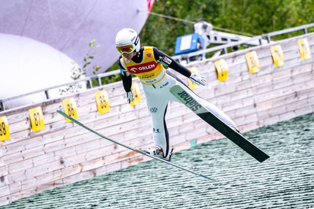 Sport Bilder des Tages Wisla 02.08.2026 Ski jumping, Skispringen, Ski, nordisch FIS Summer Grand Prix 2026 on Adam Malysz Wisla Malinka Hill. Day 2. Women sIndividual Competition. --- Skoki Narciarskie. FIS Letnie Grand Prix 2026 na Skoczni im. Adama Malysza w Wisle Malince. Dzien 2. Konkurs Indywidualny Kobiet. Persons shown : Ema Klinec Fot. Kai Taller Arena Akcji NEWSPIX.PL --- newspix.pl POLAND OUT! 