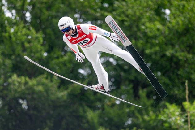Wisla 02.08.2026 Ski jumping, Skispringen, Ski, nordisch FIS Summer Grand Prix 2026 on Adam Malysz Wisla Malinka Hill. Day 2. Individual Competition --- Skoki Narciarskie. FIS Letnie Grand Prix 2026 na Skoczni im. Adama Malysza w Wisle Malince. Konkurs indywidualny. Dzien 2. . Persons shown : Kacper Tomasiak Fot. Kai Taller Arena Akcji NEWSPIX.PL --- newspix.pl POLAND OUT! 