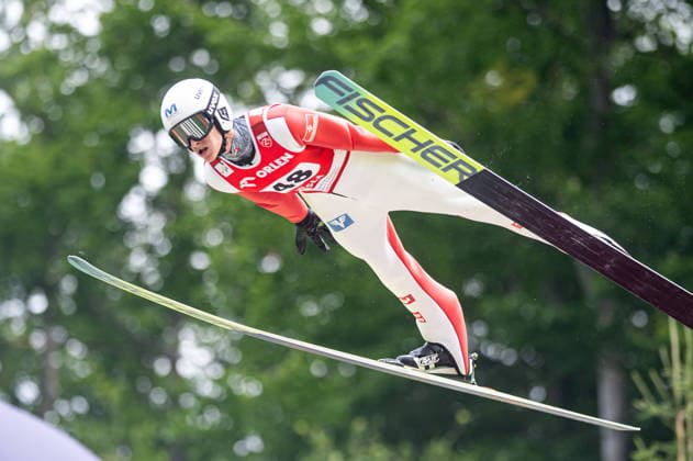 Wisla 02.08.2026 Ski jumping, Skispringen, Ski, nordisch FIS Summer Grand Prix 2026 on Adam Malysz Wisla Malinka Hill. Day 2. Individual Competition --- Skoki Narciarskie. FIS Letnie Grand Prix 2026 na Skoczni im. Adama Malysza w Wisle Malince. Konkurs indywidualny. Dzien 2. . Persons shown : Simon Steinberger Fot. Kai Taller Arena Akcji NEWSPIX.PL --- newspix.pl POLAND OUT! 