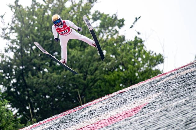Wisla 02.08.2026 Ski jumping, Skispringen, Ski, nordisch FIS Summer Grand Prix 2026 on Adam Malysz Wisla Malinka Hill. Day 2. Individual Competition --- Skoki Narciarskie. FIS Letnie Grand Prix 2026 na Skoczni im. Adama Malysza w Wisle Malince. Konkurs indywidualny. Dzien 2. . Persons shown : Yevhen Marusiak Fot. Kai Taller Arena Akcji NEWSPIX.PL --- newspix.pl POLAND OUT! 