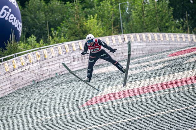 Wisla 02.08.2026 Ski jumping, Skispringen, Ski, nordisch FIS Summer Grand Prix 2026 on Adam Malysz Wisla Malinka Hill. Day 2. Individual Competition --- Skoki Narciarskie. FIS Letnie Grand Prix 2026 na Skoczni im. Adama Malysza w Wisle Malince. Konkurs indywidualny. Dzien 2. . Persons shown : Robin Pedersen Fot. Kai Taller Arena Akcji NEWSPIX.PL --- newspix.pl POLAND OUT! 