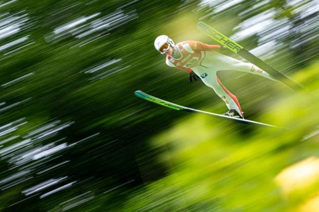 Wisla 02.08.2026 Ski jumping, Skispringen, Ski, nordisch FIS Summer Grand Prix 2026 on Adam Malysz Wisla Malinka Hill. Day 2. Individual Competition --- Skoki Narciarskie. FIS Letnie Grand Prix 2026 na Skoczni im. Adama Malysza w Wisle Malince. Konkurs indywidualny. Dzien 2. . Persons shown : Simon Steinberger Fot. Kai Taller Arena Akcji NEWSPIX.PL --- newspix.pl POLAND OUT! 