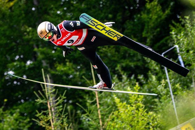 Wisla 02.08.2026 Ski jumping, Skispringen, Ski, nordisch FIS Summer Grand Prix 2026 on Adam Malysz Wisla Malinka Hill. Day 2. Individual Competition --- Skoki Narciarskie. FIS Letnie Grand Prix 2026 na Skoczni im. Adama Malysza w Wisle Malince. Konkurs indywidualny. Dzien 2. . Persons shown : Jules Chervet Fot. Kai Taller Arena Akcji NEWSPIX.PL --- newspix.pl POLAND OUT! 
