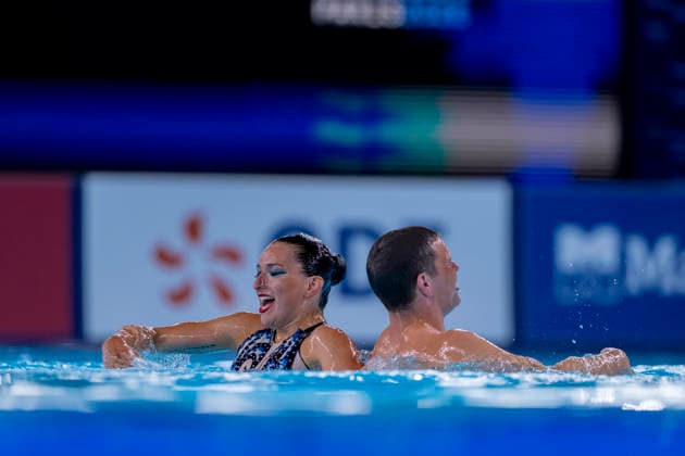 France, Paris, Centre Aquatique Olympique Metropole du Grand Paris, 02.08.2026, European Aquatics Championships Artistic Swimming, Day 3, Mixed Duet Techincal FINAL, Solene Guisard and Robin Wiehn of Germany, Photo by Eibner Pressefoto Tino Henschel European Aquatics Championships Artistic Swimming, Day 3, Mixed Duet Techincal FINAL Paris *** France, Paris, Centre Aquatique Olympique Metropole du Grand Paris, August 2, 2026, European Aquatics Championships – Artistic Swimming, Day 3, Mixed Duet Technical FINAL, Solene Guisard and Robin Wiehn of Germany, Photo by Eibner Pressefoto Tino Henschel European Aquatics Championships Artistic Swimming, Day 3, Mixed Duet Technical FINAL Paris Copyright: xEibnerxPressefotox
