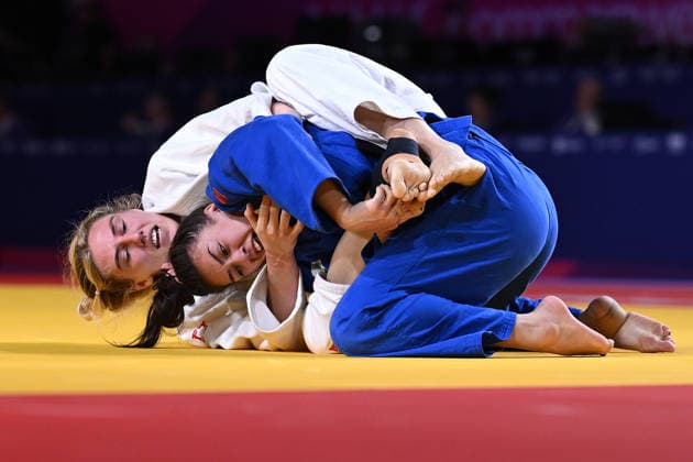 COM26 JUDO, Emma Reid of England (L) competes with Maria Swan of Australia during the Women s Judo -78kg Gold Medal match during the Glasgow 2026 Commonwealth Games at SEC Centre Hall 4 in Glasgow, Scotland, Sunday, August 02, 2026. ( NO ARCHIVING, EDITORIAL USE ONLY Glasgow Scotland United Kingdom  Copyright: xLUKASxCOCHx 20260803196208371634