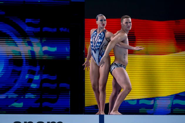 France, Paris, Centre Aquatique Olympique Metropole du Grand Paris, 02.08.2026, European Aquatics Championships Artistic Swimming, Day 3, Mixed Duet Techincal FINAL, Solene Guisard and Robin Wiehn of Germany, Photo by Eibner Pressefoto Tino Henschel European Aquatics Championships Artistic Swimming, Day 3, Mixed Duet Techincal FINAL Paris *** France, Paris, Centre Aquatique Olympique Metropole du Grand Paris, August 2, 2026, European Aquatics Championships – Artistic Swimming, Day 3, Mixed Duet Technical FINAL, Solene Guisard and Robin Wiehn of Germany, Photo by Eibner Pressefoto Tino Henschel European Aquatics Championships Artistic Swimming, Day 3, Mixed Duet Technical FINAL Paris Copyright: xEibnerxPressefotox