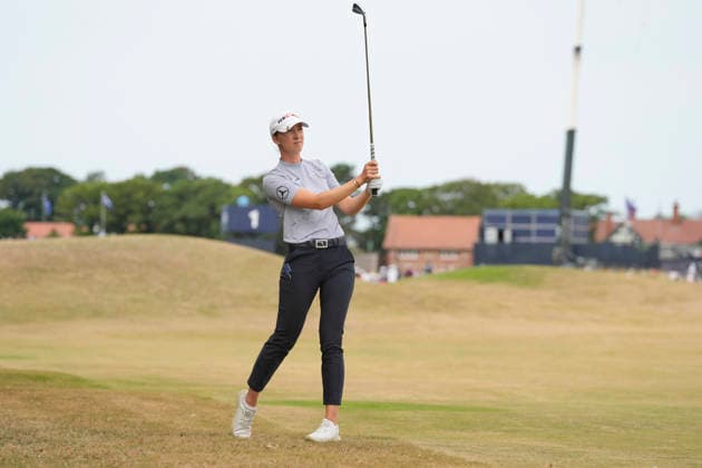 LYTHAM, ENGLAND - AUGUST 2: Alexandra Forsterling (GER) plays from the rough on the second hole during Round 4 at the 50th AIG Women™s Open Championship at the Royal Lytham and St Anne™s Golf Club, Lytham on August 2, 2026 in Lancashire, England The 50th AIG Women™s Open Championship