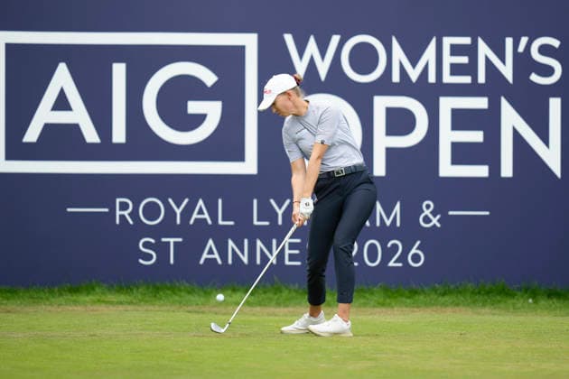 LYTHAM, ENGLAND - AUGUST 2: Alexandra Forsterling (GER) plays from the first tee during Round 4 at the 50th AIG Women™s Open Championship at the Royal Lytham and St Anne™s Golf Club, Lytham on August 2, 2026 in Lancashire, England The 50th AIG Women™s Open Championship