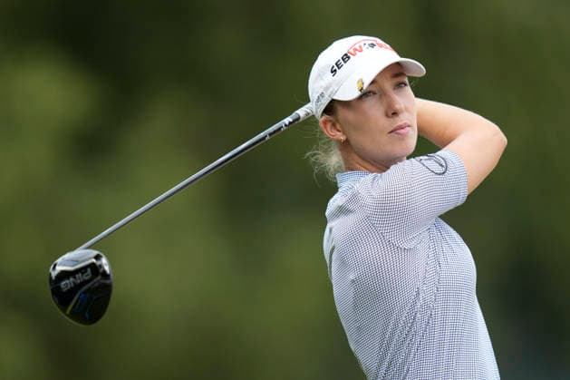 LYTHAM, ENGLAND - AUGUST 2: Alexandra Forsterling (GER) plays from the 2nd tee during Round 4 at the 50th AIG Women™s Open Championship at the Royal Lytham and St Anne™s Golf Club, Lytham on August 2, 2026 in Lancashire, England The 50th AIG Women™s Open Championship
