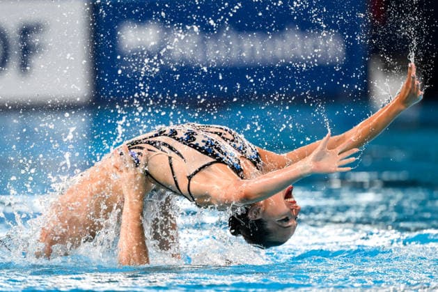 Solene Guizard, Robin Wiehn of Germany compete in the artistic swimming Duet Tech Mixed Final during the European Aquatics Championships at the Olympic Aquatic Center in Paris (France), August 2, 2026. Andrea Staccioli