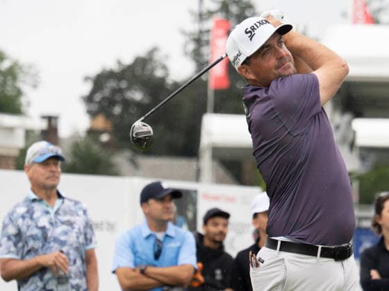 DETROIT, MI - AUGUST 02: Keegan Bradley (USA) hits the ball during the final round of the Rocket Classic at Detroit Golf Club on August 02, 2026, in Detroit, Michigan. (Photo by Joseph Weiser Icon Sportswire) GOLF: AUG 02 PGA, Golf Herren Rocket Classic EDITORIAL USE ONLY Icon260802025