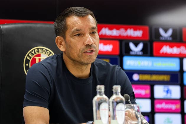 2026-08-02 Feyenoord v Atalanta Bergamo - Pre Season Friendly ROTTERDAM, NETHERLANDS - AUGUST 2: Headcoach Giovanni van Bronckhorst of Feyenoord during the press conference, PK, Pressekonferenz during the Pre Season Friendly match between Feyenoord and Atalanta Bergamo at Stadion Feijenoord on August 2, 2026 in Rotterdam, Netherlands. Rotterdam Stadion Feijenoord Netherlands Content not available for redistribution in The Netherlands directly or indirectly through any third parties. Copyright: xHansxvanxderxValkx