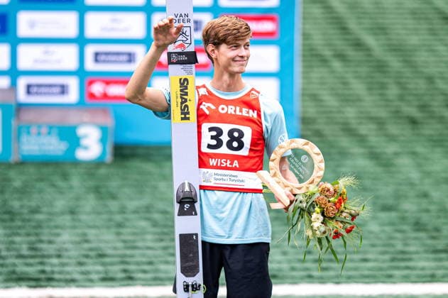 Wisla 02.08.2026 Ski jumping, Skispringen, Ski, nordisch FIS Summer Grand Prix 2026 on Adam Malysz Wisla Malinka Hill. Day 2. Individual Competition --- Skoki Narciarskie. FIS Letnie Grand Prix 2026 na Skoczni im. Adama Malysza w Wisle Malince. Konkurs indywidualny. Dzien 2. . Persons shown : Rok Oblak Fot. Kai Taller Arena Akcji NEWSPIX.PL --- newspix.pl POLAND OUT! 