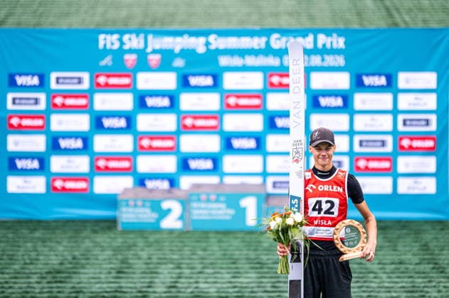 Wisla 02.08.2026 Ski jumping, Skispringen, Ski, nordisch FIS Summer Grand Prix 2026 on Adam Malysz Wisla Malinka Hill. Day 2. Individual Competition --- Skoki Narciarskie. FIS Letnie Grand Prix 2026 na Skoczni im. Adama Malysza w Wisle Malince. Konkurs indywidualny. Dzien 2. . Persons shown : Kaimar Vagul Fot. Kai Taller Arena Akcji NEWSPIX.PL --- newspix.pl POLAND OUT! 