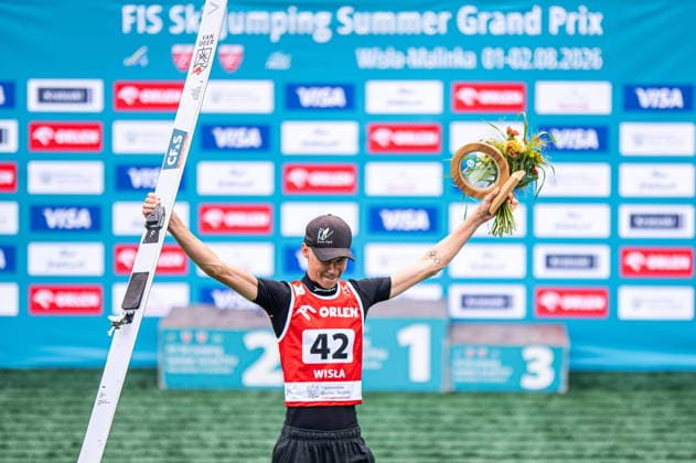 Wisla 02.08.2026 Ski jumping, Skispringen, Ski, nordisch FIS Summer Grand Prix 2026 on Adam Malysz Wisla Malinka Hill. Day 2. Individual Competition --- Skoki Narciarskie. FIS Letnie Grand Prix 2026 na Skoczni im. Adama Malysza w Wisle Malince. Konkurs indywidualny. Dzien 2. . Persons shown : Kaimar Vagul Fot. Kai Taller Arena Akcji NEWSPIX.PL --- newspix.pl POLAND OUT! 