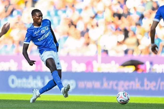 Genk s Ibrahima Sory Bangoura pictured in action during a friendly soccer game between Racing Genk vs FC Twente, on Sunday 02 August 2026 in Genk, in preparation of the upcoming 2026-2027 Belgian first division soccer season. JOHAN EYCKENS JohanxEyckens  x182625344x