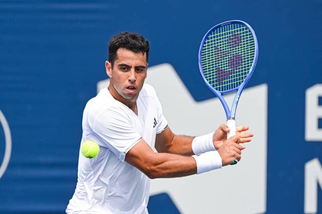 MONTREAL, QC - AUGUST 02: Jaume Munar (ESP) returns the ball during a first round match at National Bank Open on August 02, 2026 at IGA Stadium in Montreal, QC (Photo by David Kirouac Icon Sportswire) TENNIS: AUG 02 National Bank Open EDITORIAL USE ONLY Icon26080200526
