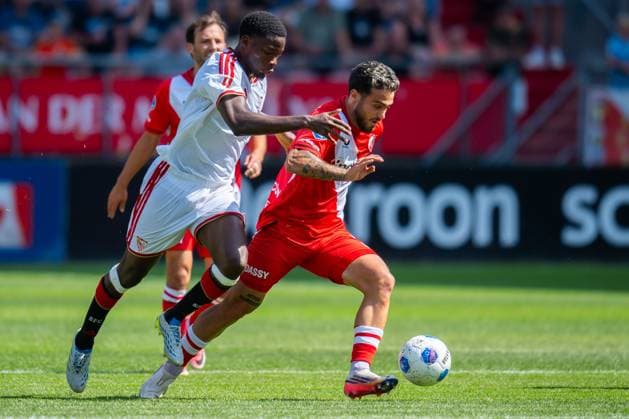 UTRECHT , 02-08-2026 , Stadium Galagenwaard , season 2026 2027 , Dutch Pre-season football , match between FC Utrecht and Sevilla , picture shows Sevilla player Lucien Agoume FC Utrecht player Angel Alarcon Utrecht - Sevilla (friendly)  x205411289x Copyright: