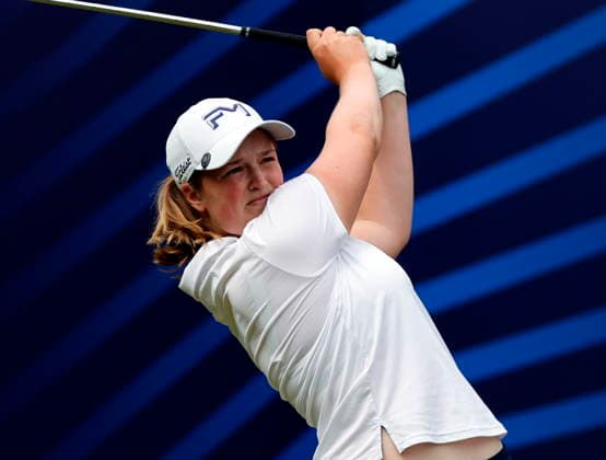 RECORD DATE NOT STATED 2nd August 2026; Royal Lytham and St Annes Golf Club, Lytham St Annes, Lancashire, England; AIG Womens Open Championship Golf Final Day; Lottie Woad (ENG) plays her drive on the 1st hole AlanxMartin