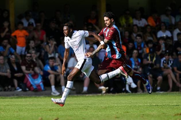 Trabzonspor v Udinese - Friendlies VILLACH, AUSTRIA - AUGUST 2: Samet Akaydin (R) of Trabzonspor in action during friendlies between Trabzonspor and Udinese in Villach, Austria on August 2, 2026. Hasan Tascan Anadolu Villach Austria. Editorial use only. Please get in touch for any other usage.  Copyright: x2026xAnadoluxHasanxTascanx
