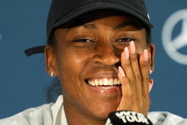 National Bank Open 2026 - Day 2 TORONTO, CANADA - AUGUST 2 : Coco Gauff of the United States gestures during a press conference, PK, Pressekonferenz within the WTA, Tennis Damen 1000 National Bank Open in Toronto, Ontario, Canada on August 2, 2026. Mert Alper Dervis Anadolu Toronto Canada. Editorial use only. Please get in touch for any other usage.  Copyright: x2026xAnadoluxMertxAlperxDervisx