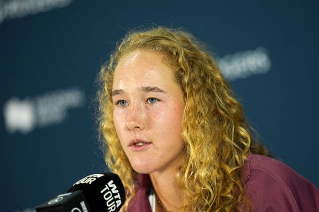 National Bank Open 2026 - Day 2 TORONTO, CANADA - AUGUST 2 : Mirra Andreeva attends a press conference, PK, Pressekonferenz during the WTA, Tennis Damen 1000 National Bank Open in Toronto, Ontario, Canada on August 2, 2026. Mert Alper Dervis Anadolu Ontario Canada. Editorial use only. Please get in touch for any other usage.  Copyright: x2026xAnadoluxMertxAlperxDervisx