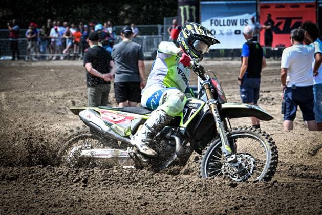 Spanish Guillem Farres pictured in action during the motocross MX2 Grand Prix Flanders, race 14 20 of the FIM Motocross World Championship, WM, Weltmeisterschaft Sunday, August 2, 2026, in Lommel. JILLxDELSAUX  x182629047x