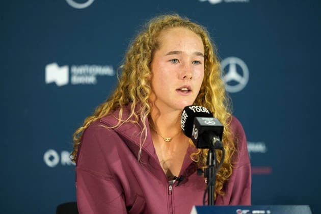 National Bank Open 2026 - Day 2 TORONTO, CANADA - AUGUST 2 : Mirra Andreeva attends a press conference, PK, Pressekonferenz during the WTA, Tennis Damen 1000 National Bank Open in Toronto, Ontario, Canada on August 2, 2026. Mert Alper Dervis Anadolu Ontario Canada. Editorial use only. Please get in touch for any other usage.  Copyright: x2026xAnadoluxMertxAlperxDervisx