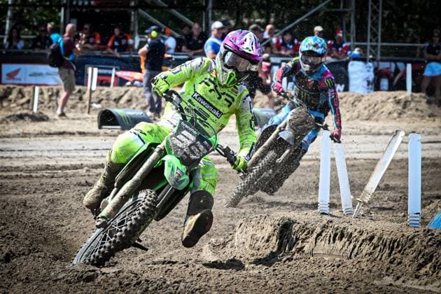 Dutch Kay Karssemakers pictured in action during the motocross MX2 Grand Prix Flanders, race 14 20 of the FIM Motocross World Championship, WM, Weltmeisterschaft Sunday, August 2, 2026, in Lommel. JILLxDELSAUX  x182628998x