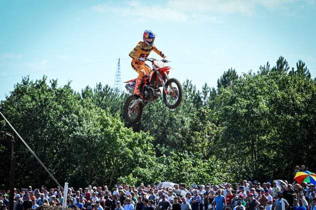 Sport Bilder des Tages Italian Andrea Adamo pictured in action during the motocross MXGP Grand Prix Flanders, race 14 20 of the FIM Motocross World Championship, WM, Weltmeisterschaft Sunday, August 2, 2026, in Lommel. JILLxDELSAUX  x182632026x