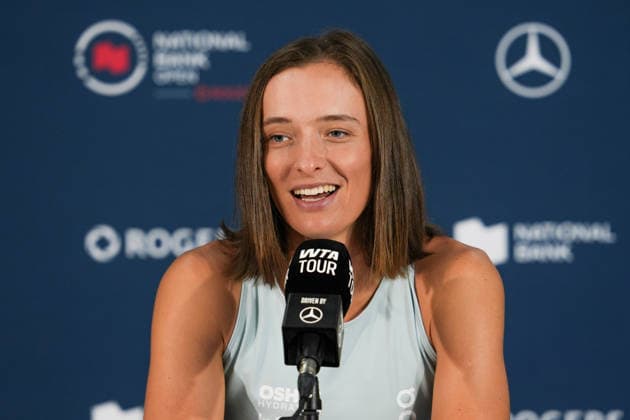 Iga Swiatek press conference, PK, Pressekonferenz WTA, Tennis Damen Masters 1000 National Bank Open Toronto 2026 Iga Swiatek of Poland during a press conference ahead of her next match on Tuesday 4th for the Women™s Singles round of 64 match the WTA Masters 1000 National Bank Open at Sobeys Stadium. on August 2, 2026 in Toronto, Canada. (Photo by Leonardo Ramirez Eyepix Group) Copyright: xLeonardoxRamirezx xEyepixxGroupx LR02082026-09203