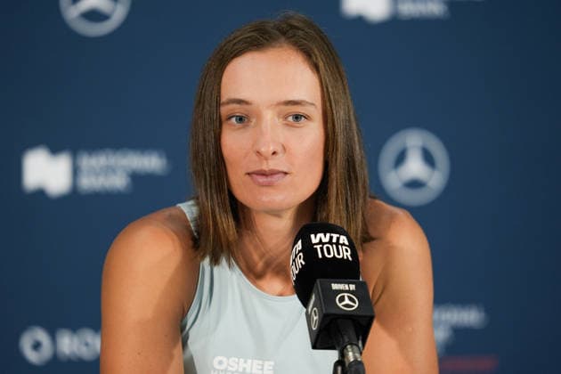 Iga Swiatek press conference, PK, Pressekonferenz WTA, Tennis Damen Masters 1000 National Bank Open Toronto 2026 Iga Swiatek of Poland during a press conference ahead of her next match on Tuesday 4th for the Women™s Singles round of 64 match the WTA Masters 1000 National Bank Open at Sobeys Stadium. on August 2, 2026 in Toronto, Canada. (Photo by Leonardo Ramirez Eyepix Group) Copyright: xLeonardoxRamirezx xEyepixxGroupx LR02082026-09315