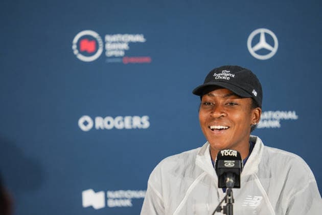 Coco Gauff press conference, PK, Pressekonferenz WTA, Tennis Damen Masters 1000 National Bank Open Toronto 2026 Coco Gauff of the United States of America during a press conference ahead of her next match on Tuesday 4th for the Women™s Singles round of 64 match the WTA Masters 1000 National Bank Open at Sobeys Stadium. on August 2, 2026 in Toronto, Canada. (Photo by Leonardo Ramirez Eyepix Group) Copyright: xLeonardoxRamirezx xEyepixxGroupx LR02082026-09612