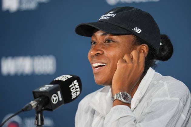 Coco Gauff press conference, PK, Pressekonferenz WTA, Tennis Damen Masters 1000 National Bank Open Toronto 2026 Coco Gauff of the United States of America during a press conference ahead of her next match on Tuesday 4th for the Women™s Singles round of 64 match the WTA Masters 1000 National Bank Open at Sobeys Stadium. on August 2, 2026 in Toronto, Canada. (Photo by Leonardo Ramirez Eyepix Group) Copyright: xLeonardoxRamirezx xEyepixxGroupx LR02082026-09622
